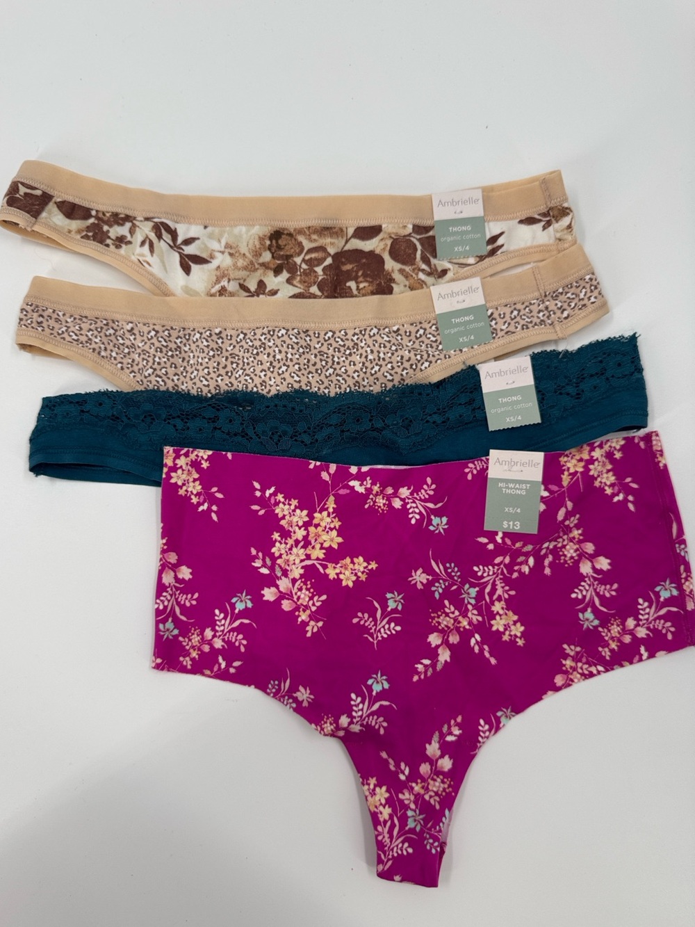 NWT Bundle of 4 Ambrielle Thongs Size XS $46 value
